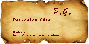 Petkovics Géza névjegykártya